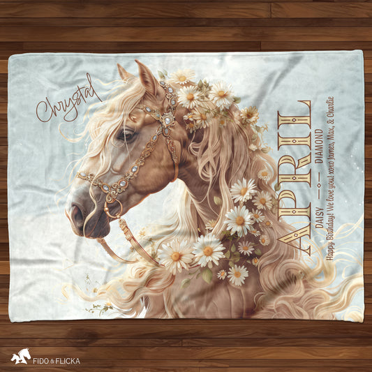 personalized april birth month blanket