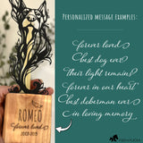 Doberman memorial candle holder engraved personalized message examples