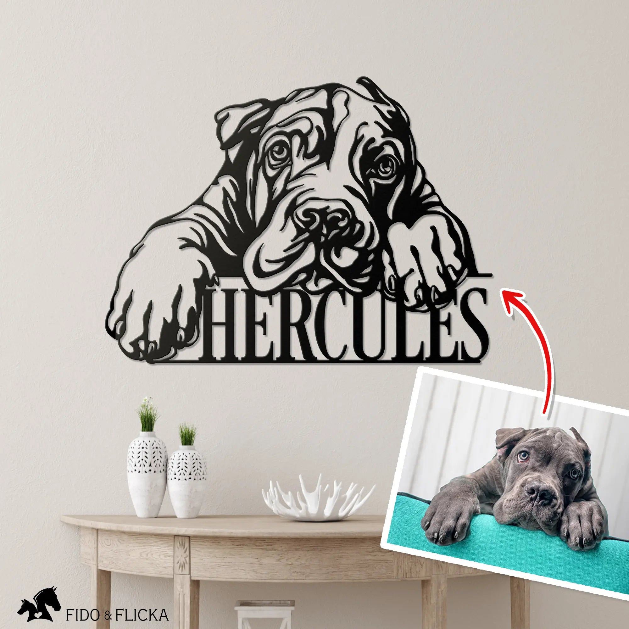 Custom Dog Portrait Metal Sign – Fido & Flicka