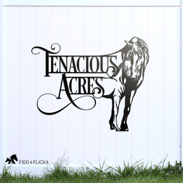 horse farm sign featuring mare and foal