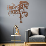 copper Friesian horse metal wall sign art in living room