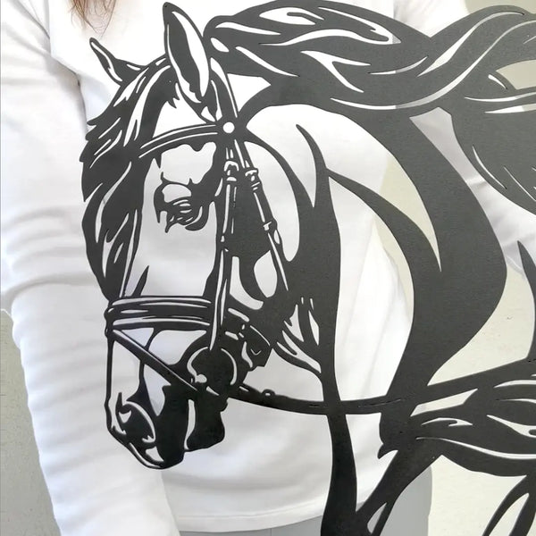 Friesian horse metal sign