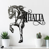 Friesian horse metal wall décor that is personalized