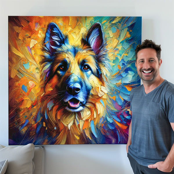 beautiful colorful pet portrait of German Shepherd painting