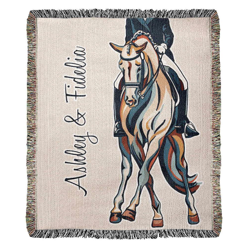 horse and rider name on personalized blanket