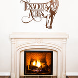 copper metal horse farm sign