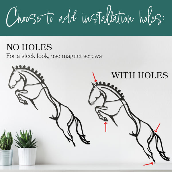 sleek modern minimalist sport horse jumping with holes or without