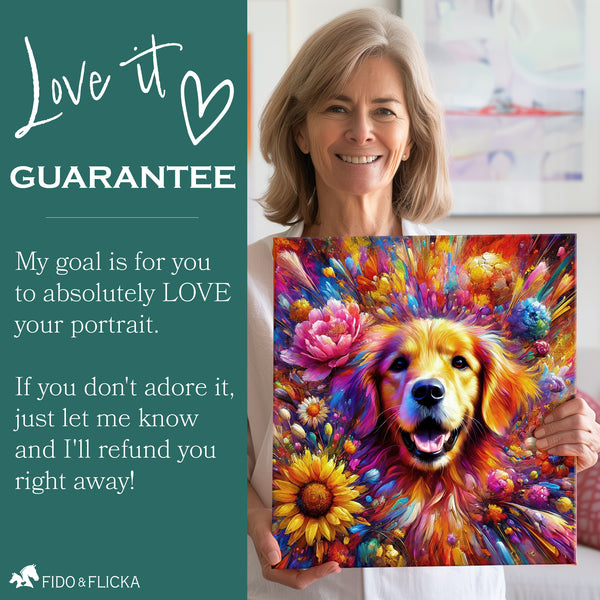 love it guarantee of colorful pet portrait custom golden retriever