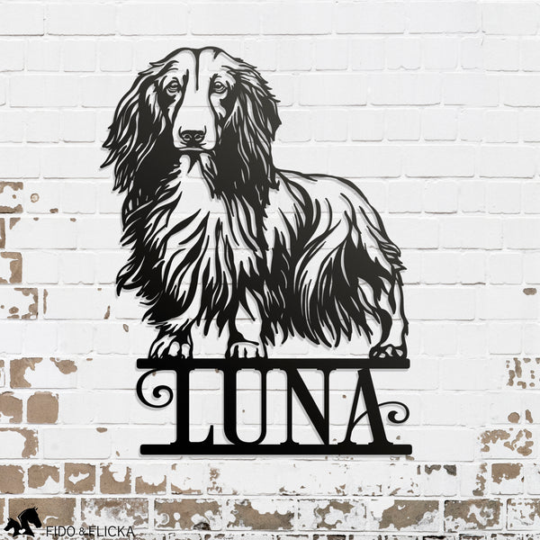 Long-Haired Dachshund metal wall decor