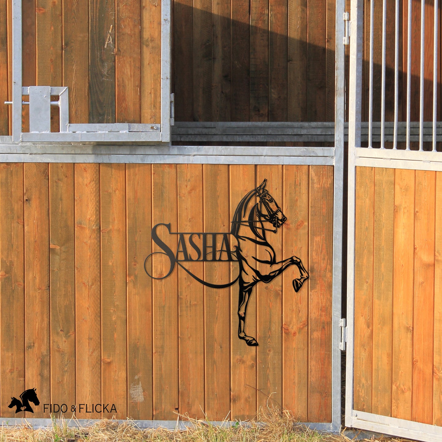 personalized american saddlebred horse sign on barn stall