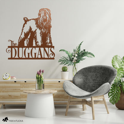 copper black Russian terrier sign in living room