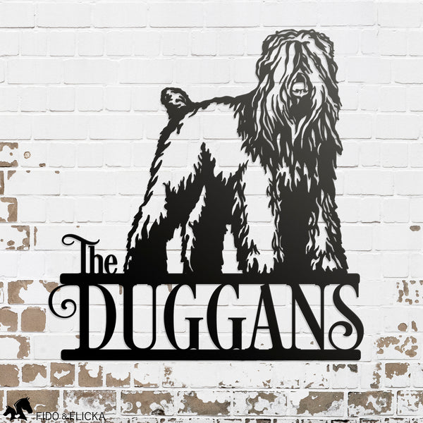 Black Russian Terrier metal personalized sign in black