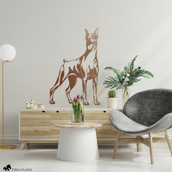 copper metal doberman wall art