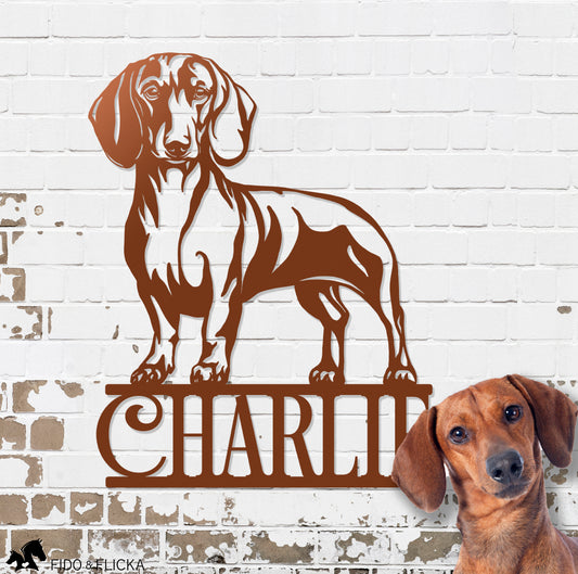 Dachshund metal wall decor personalized sign