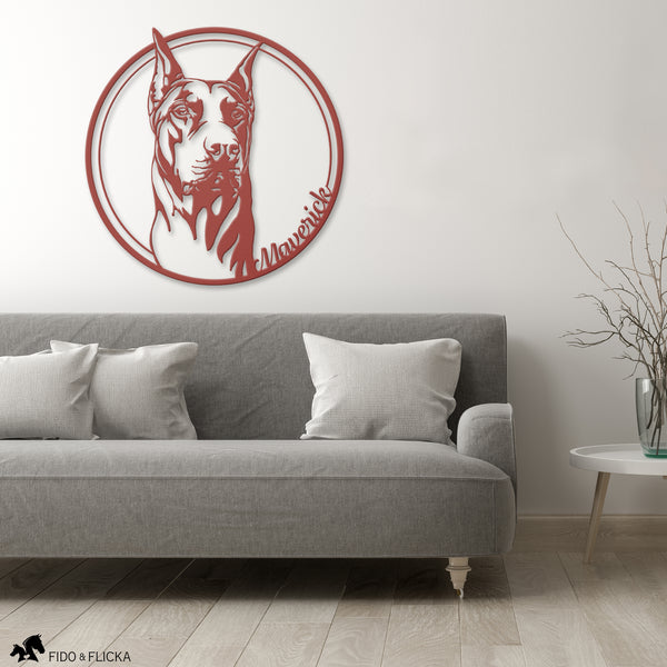 Doberman personalized sign in red