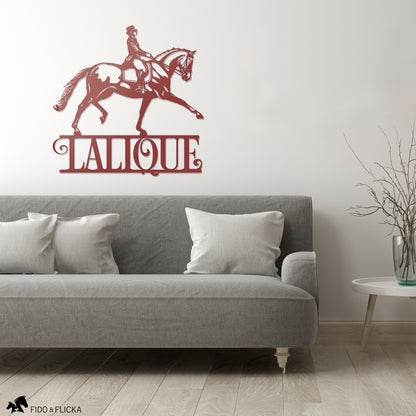 dressage horse wall decor in red in living room