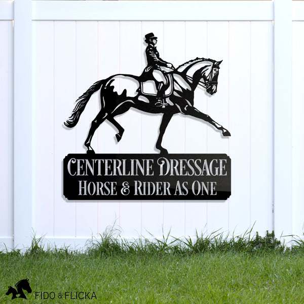 dressage extended trot personalized sign wall decor on fence