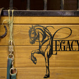 Friesian horse stall name plate in barn