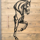 modern horse wall art on wood door