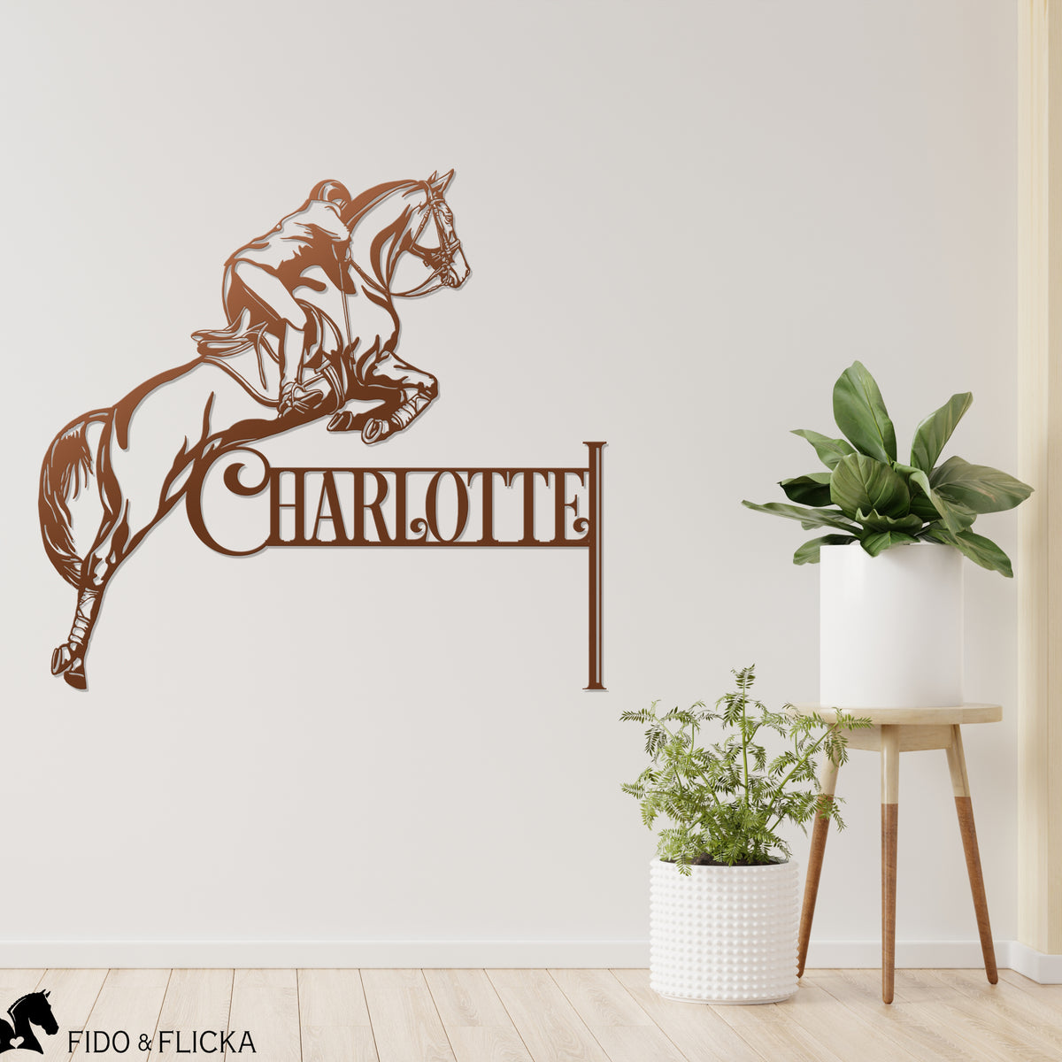 personalized copper show jumping wall sign