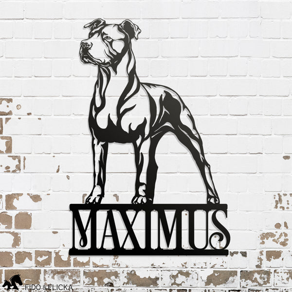 pitbull metal wall sign personalized