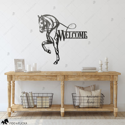 Welcome entryway dressage metal wall art
