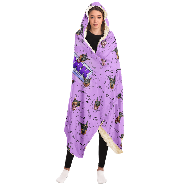 doberdork lavender hooded blanket 