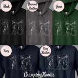 Doberman hoodie personalized colors in black grey green navy blue