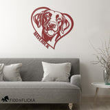 Labrador retriever metal sign with heart frame personalized with dogs name