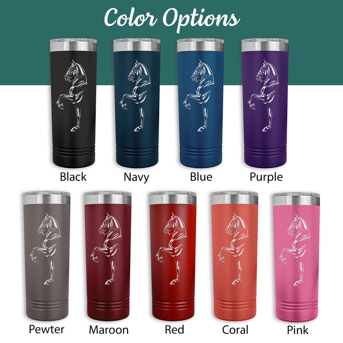 american saddlebred horse personalized tumbler in 9 colors