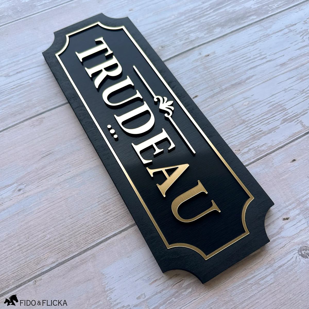 The Marquee, Gold on Black — Personalized Horse Stall Name Plate