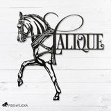Personalized carriage horse metal sign with custom name, elegant equestrian wall art for barn or home