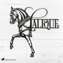 Personalized carriage horse metal sign with custom name, elegant equestrian wall art for barn or home