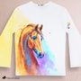 Artistic Chestnut Horse Long Sleeve Shirt - Vibrant Watercolor Design