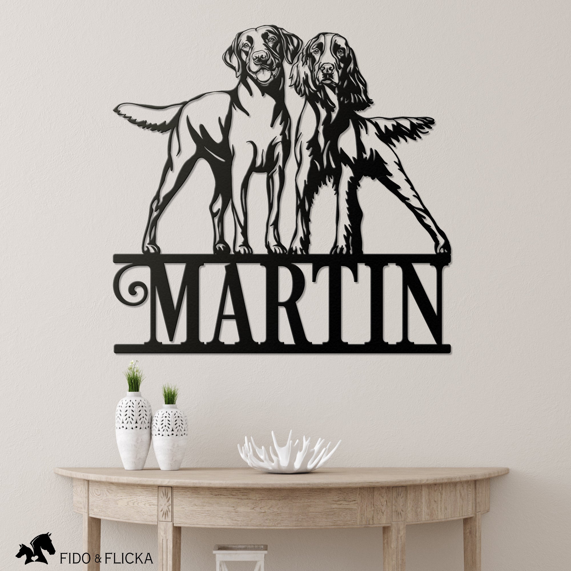 Two Dogs Personalized Metal Sign – Fido & Flicka