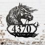 custom horse house number black metal