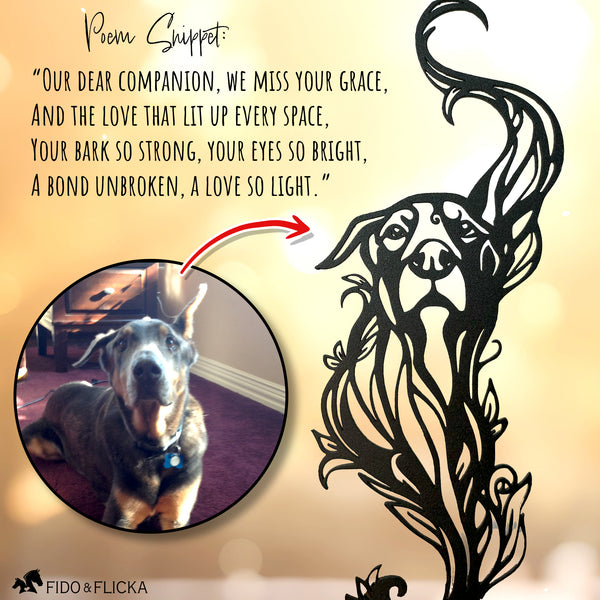 custom art created from photo of your dog, with heart felt poem