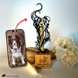 custom pet loss memorial candle that is made of metal and wood