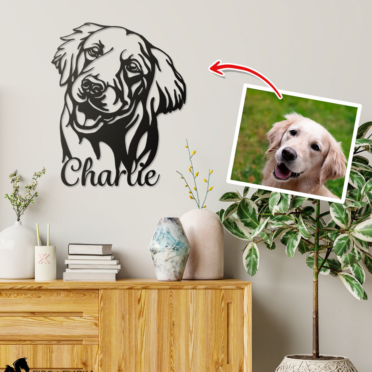 Custom Dog Portrait Metal Sign