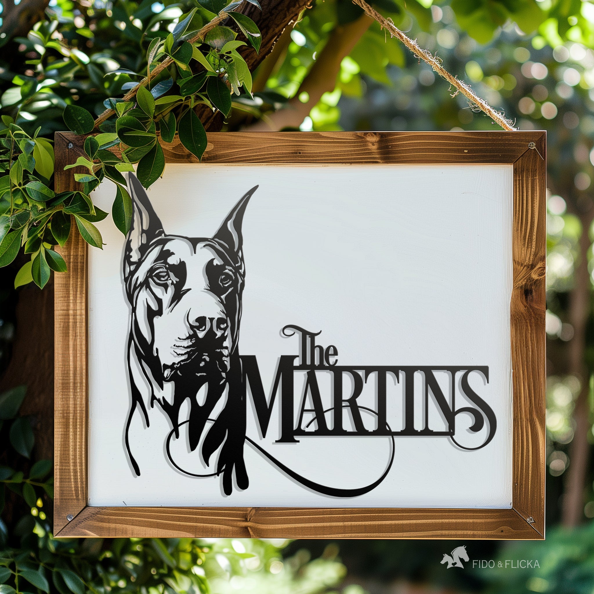 Doberman Metal Wall Art Personalized – Fido & Flicka