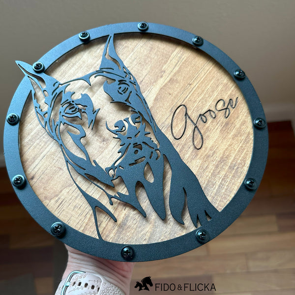 Doberman metal wall art