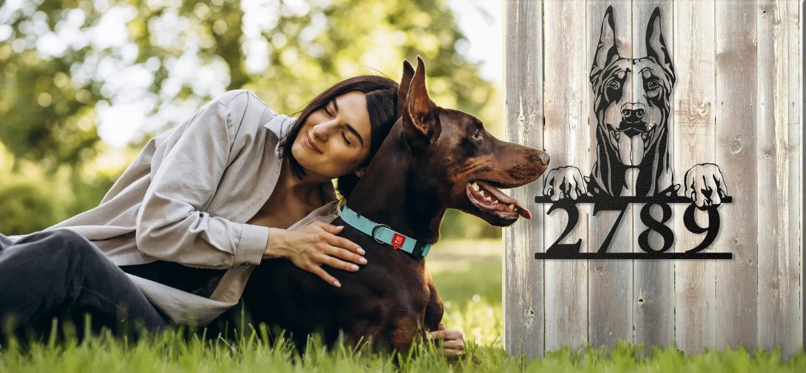 doberman personalized home address metal sign