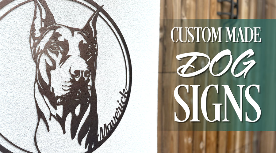 custom made metal dog signs