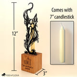 size of metal and wood custom candle holder also comes with 7 inch candlestick