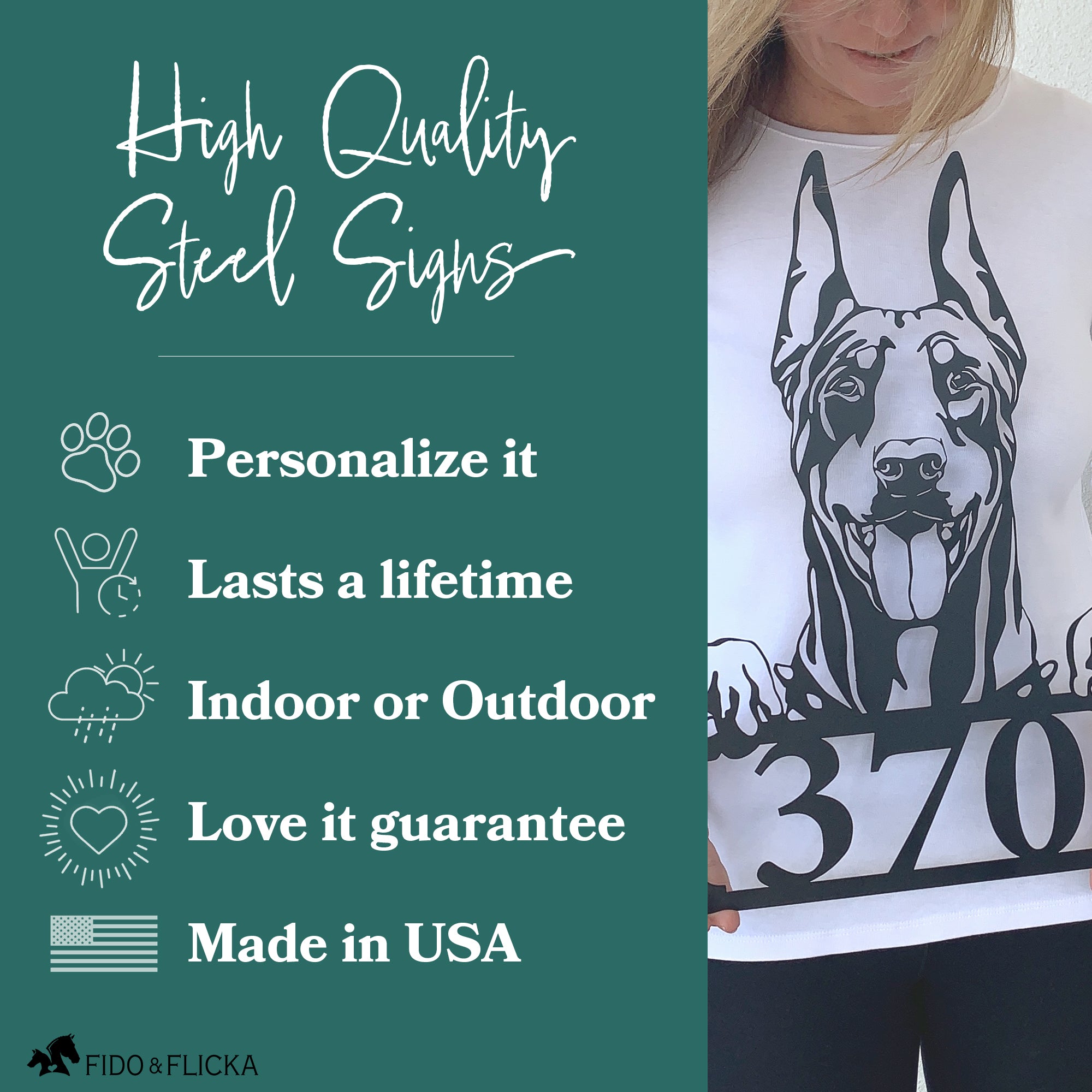 Custom Dog Portrait Metal Sign – Fido & Flicka