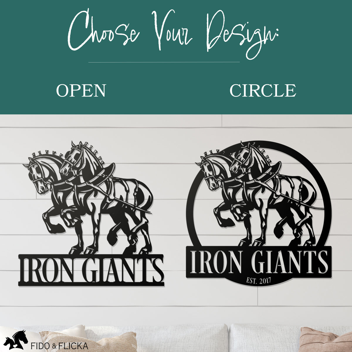 Draft Horse Team Metal Sign, Personalized