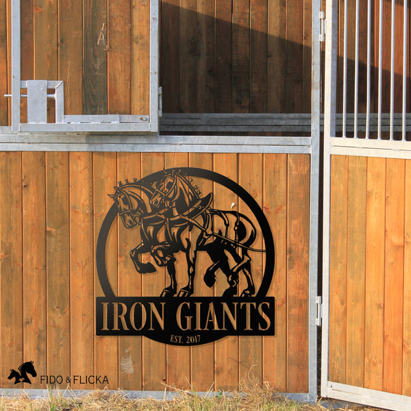 Draft Horse Team Metal Sign, Personalized