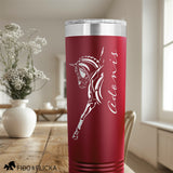 personalized dressage horse and rider engraved tumbler with horses name