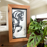 metal and wood personalized dressage horse art 