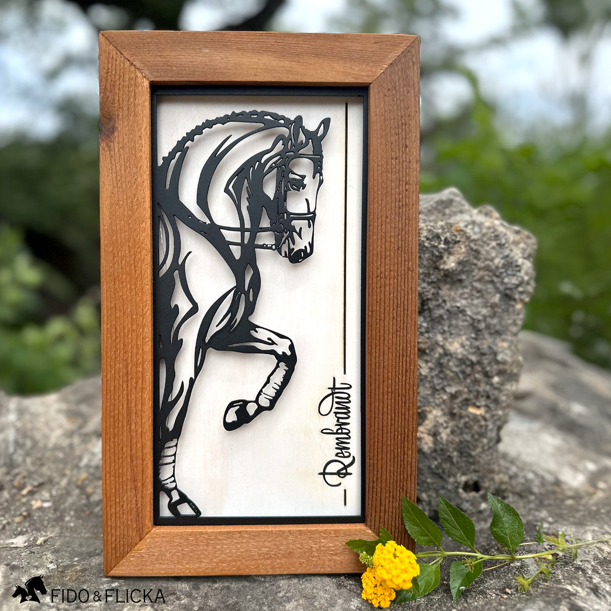 dressage horse wood and metal wall art